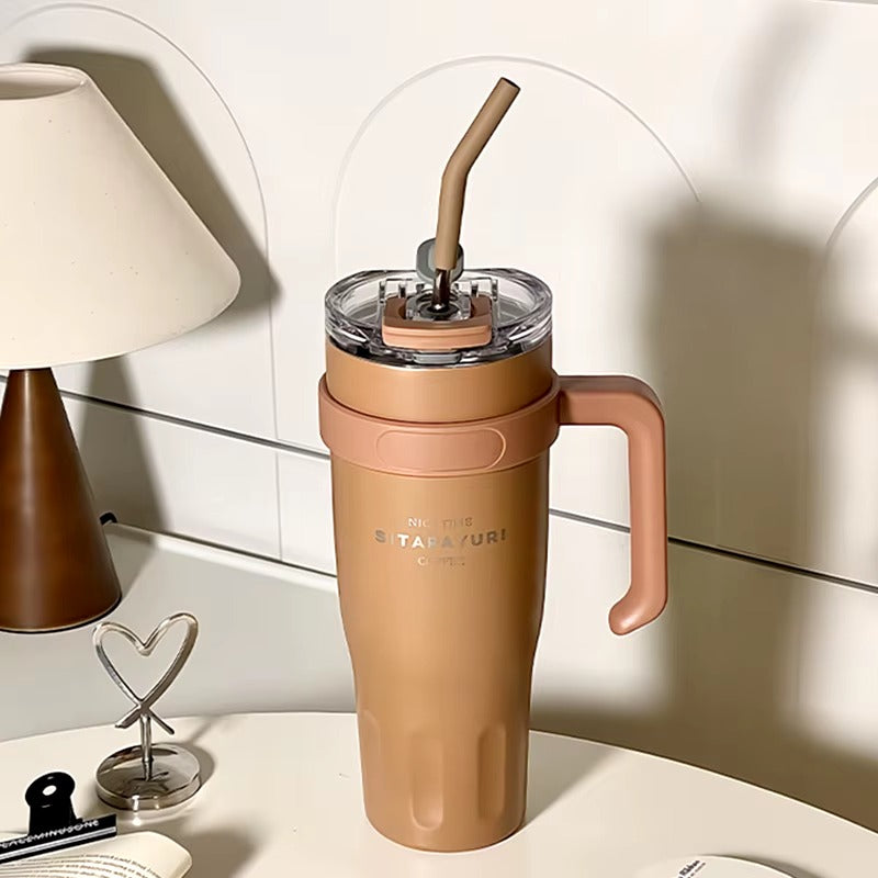 Nice Time Sitarayuri Coffee Stainless Steel Vacuum Insulated Tumbler With Lid Straw And Handle