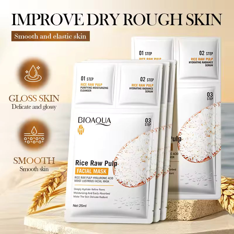 Bioaqua 3 Step Rice Raw Pulp Facial Mask
