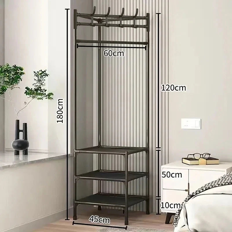 Multifunctional Space Efficient Wardrobe Corner Storage Rack Shelves Shoe Storage Clothes Hanging Organizer 0869