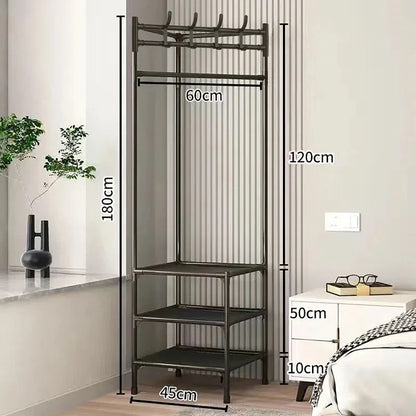 Multifunctional Space Efficient Wardrobe Corner Storage Rack Shelves Shoe Storage Clothes Hanging Organizer 0869