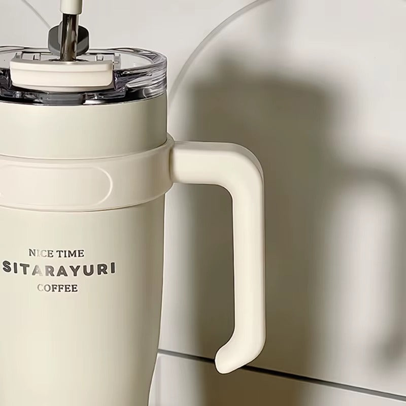 Nice Time Sitarayuri Coffee Stainless Steel Vacuum Insulated Tumbler With Lid Straw And Handle