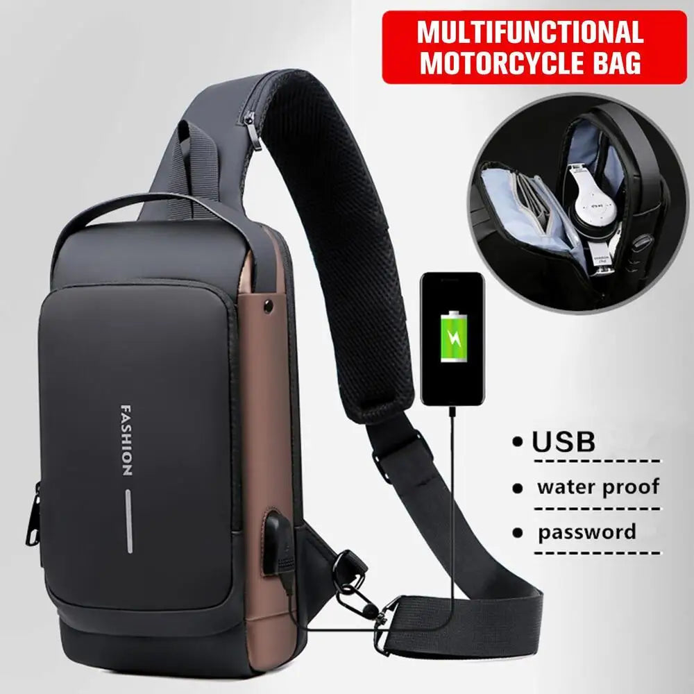 Multifunction Anti-theft USB Charging Crossbody Shoulder Bag Sling Chest Bag Pack