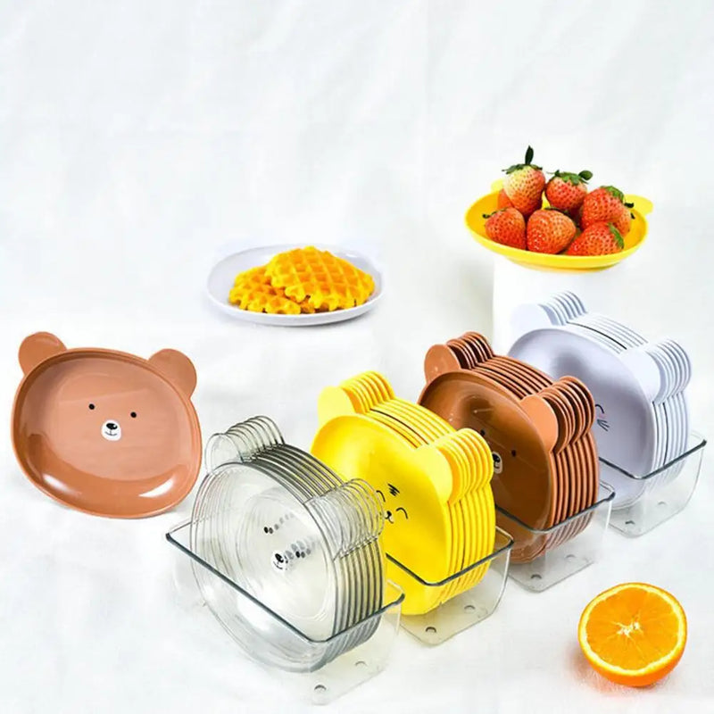 Mini Cute Cartoon Bear Plate For Snacks Candy Fruit Dish Kitchen Tableware Pack of 8