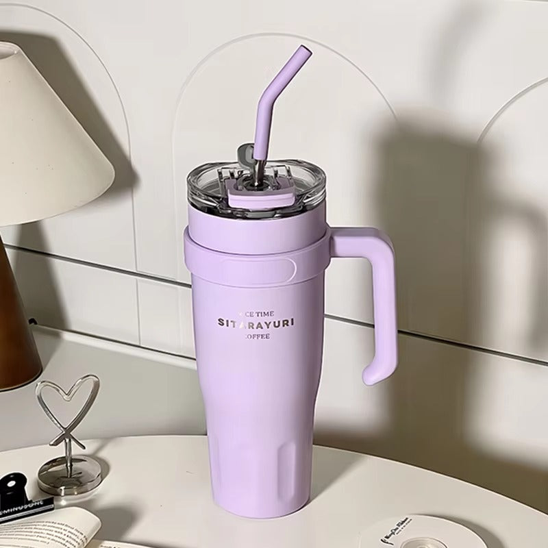 Nice Time Sitarayuri Coffee Stainless Steel Vacuum Insulated Tumbler With Lid Straw And Handle