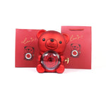 Teddy Bear Rose Ring Necklace Jewelry Box