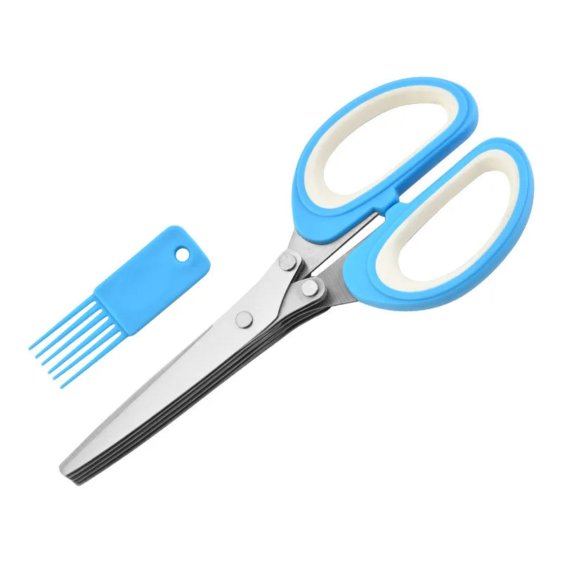 Stainless Steel Multifunction 5 Layers Vegetable & Fruit Cutting Scissors Kitchen Utensils