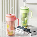 Portable Glass Drinking Cup Water Bottle with Straw & Infuser Large Capacity 550ml