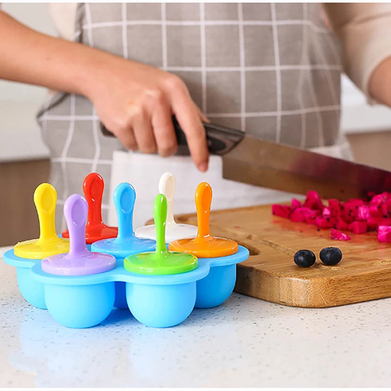 DIY Mini Silicone Popsicle Ice Cream Ice Lolly Mold With Colorful Plastic Sticks