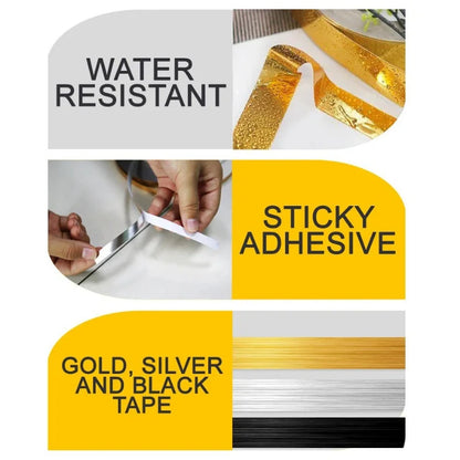 Self Adhesive Tile Sticker Tape Gold Ceramic Gap Seam Tape Sticker Waterproof 1cmx50m  (high return)