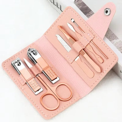 Stainless Steel 7in1 Nail Cutter Set High Quality Manicure Set Nail Self Grooming Kit With Leather Pouch