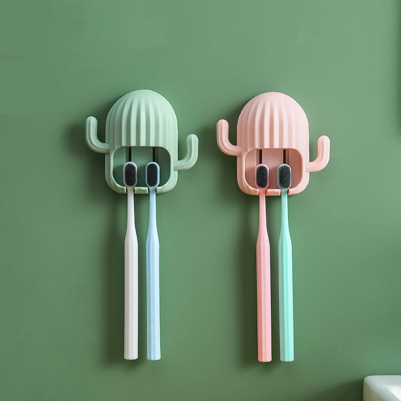 Cute Cactus Wall Mounted Toothbrush Holder