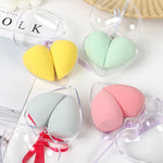 2in1 Cute Makeup Blender Puff Sponges Set With Heart Shape Box