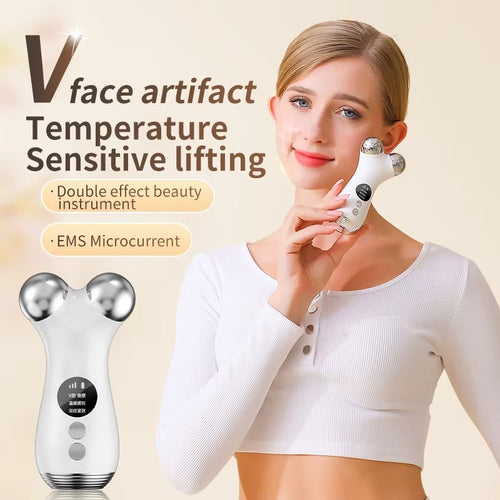 Rechargeable V Roller Facial Massager EMS Face Lift Roller Vibration Massager Facial Toning Device