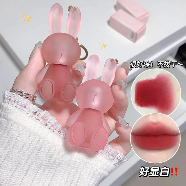 Gege Bear Cute Rabbet Velvet Lip Mud keychain style Pack of 6