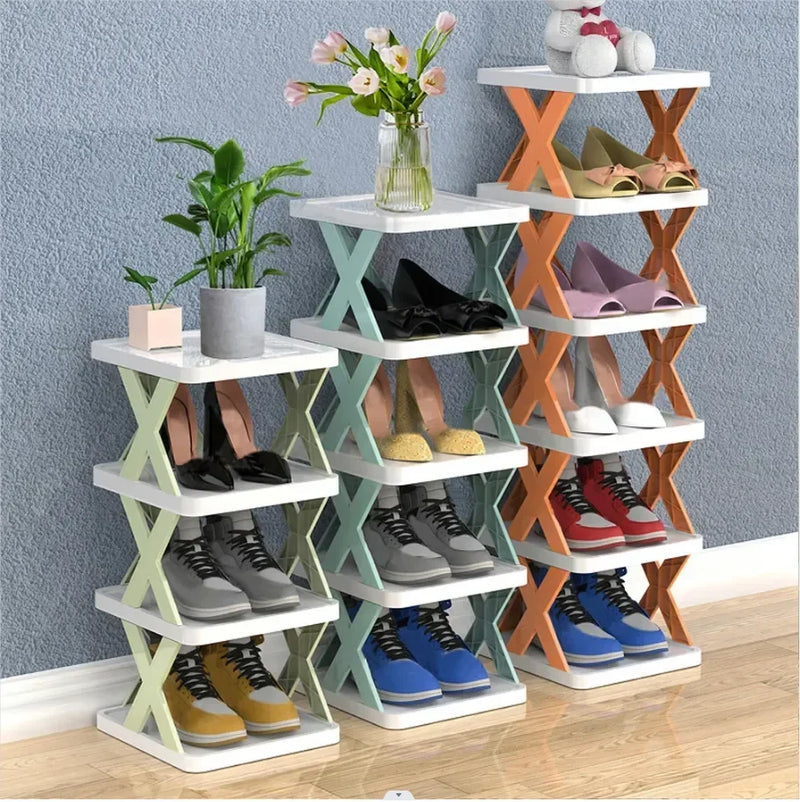 Foldable X Shape Plastic Shoe Rack