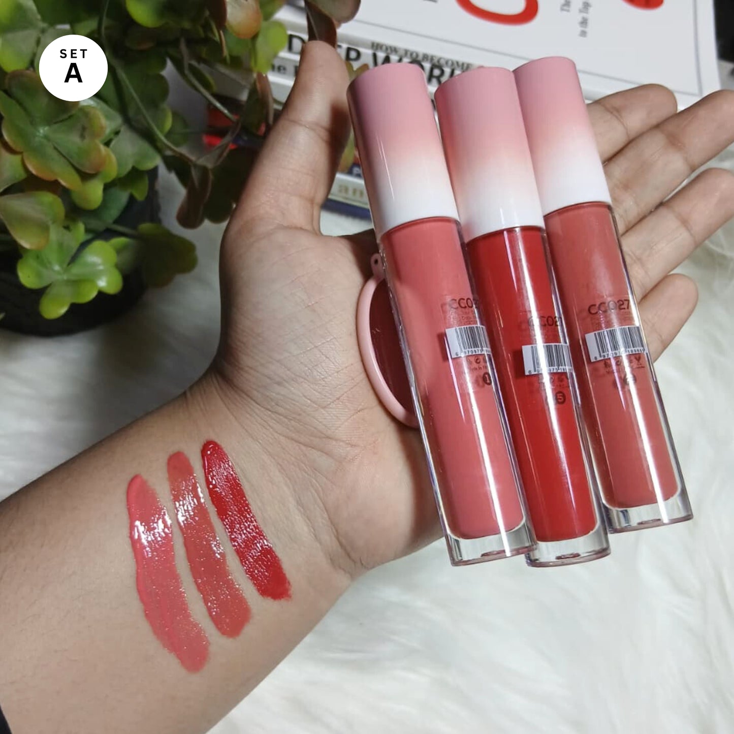 Sweet Diary Pro Long-Lasting Hydrating Liquid Lip Gloss with Built-in Mirror – Matte & Shiny Shades for All-Day Wear