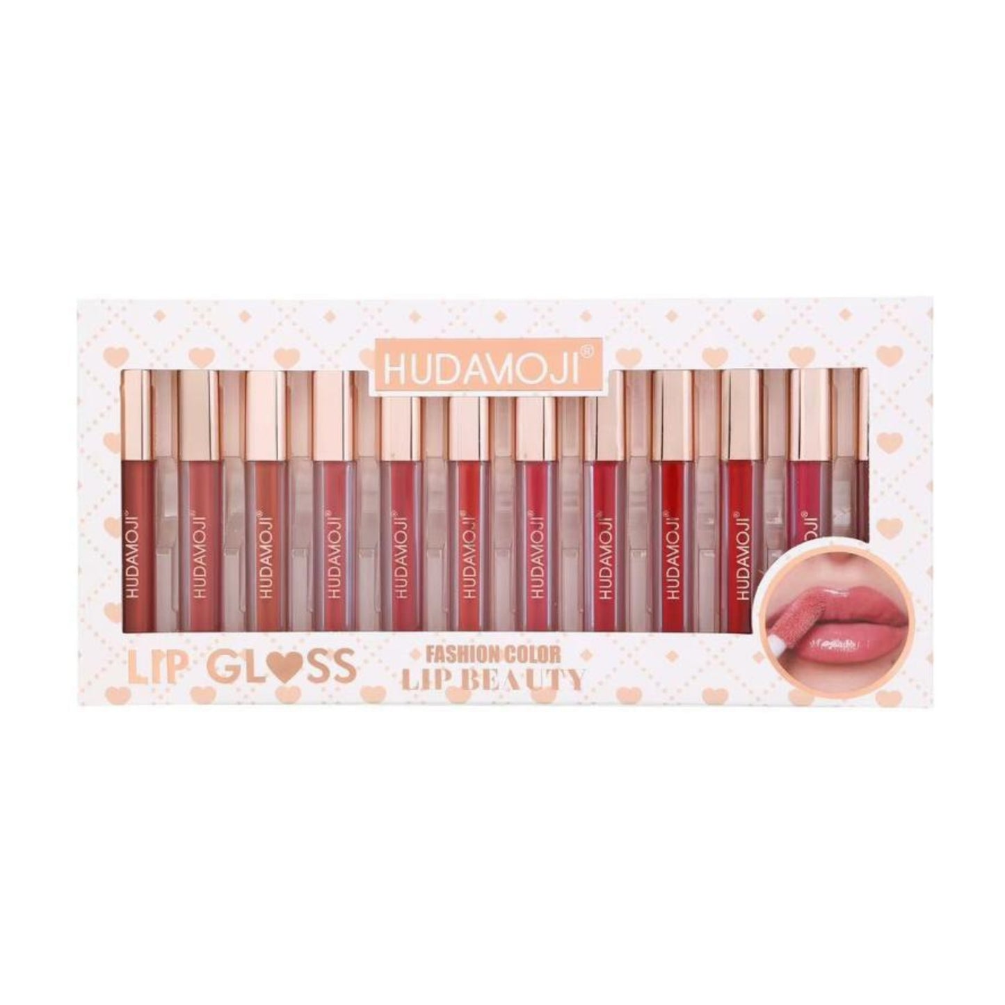 Hudamoji Luxe Nude & Red Lip Gloss Collection Pack of 12