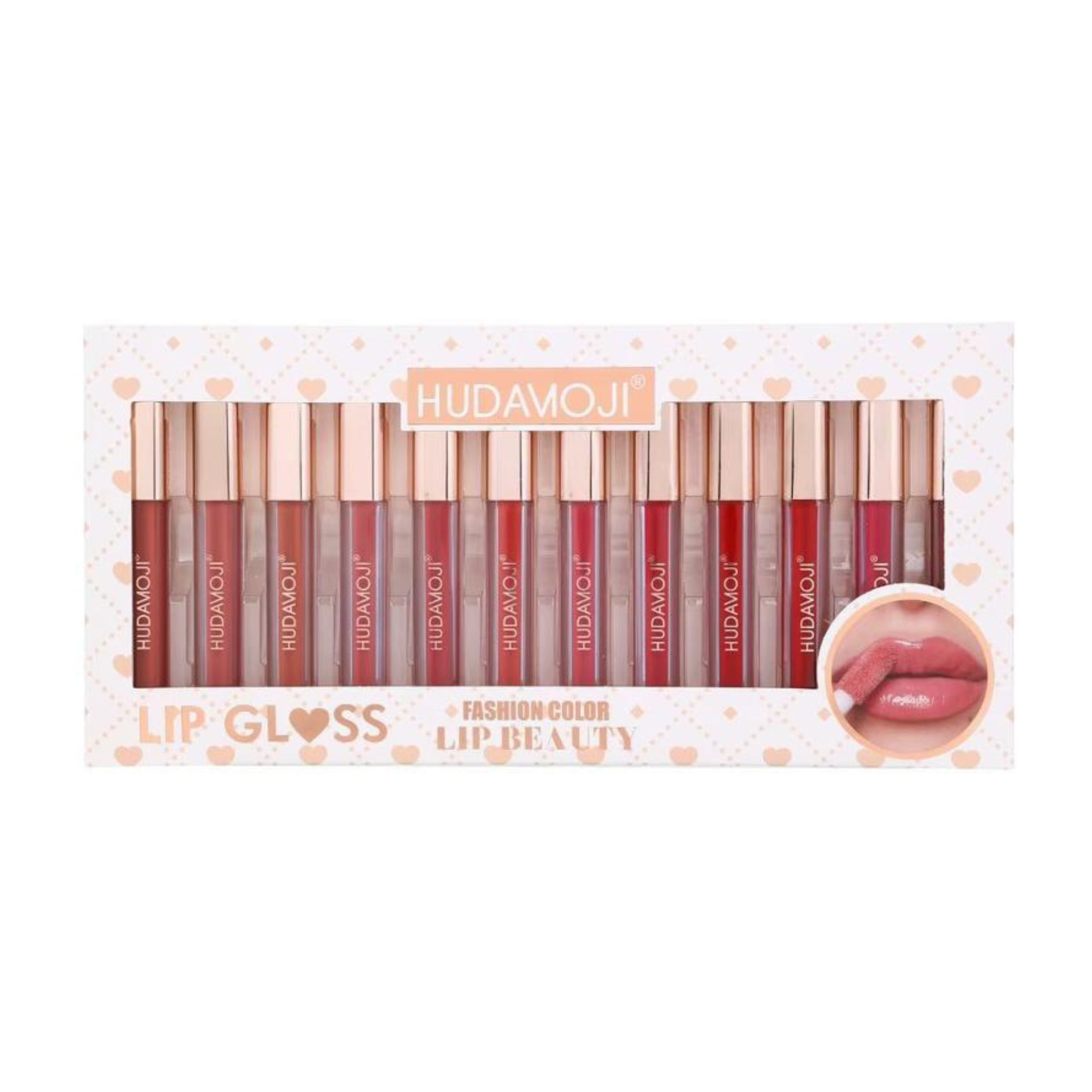 Hudamoji Luxe Nude & Red Lip Gloss Collection Pack of 12