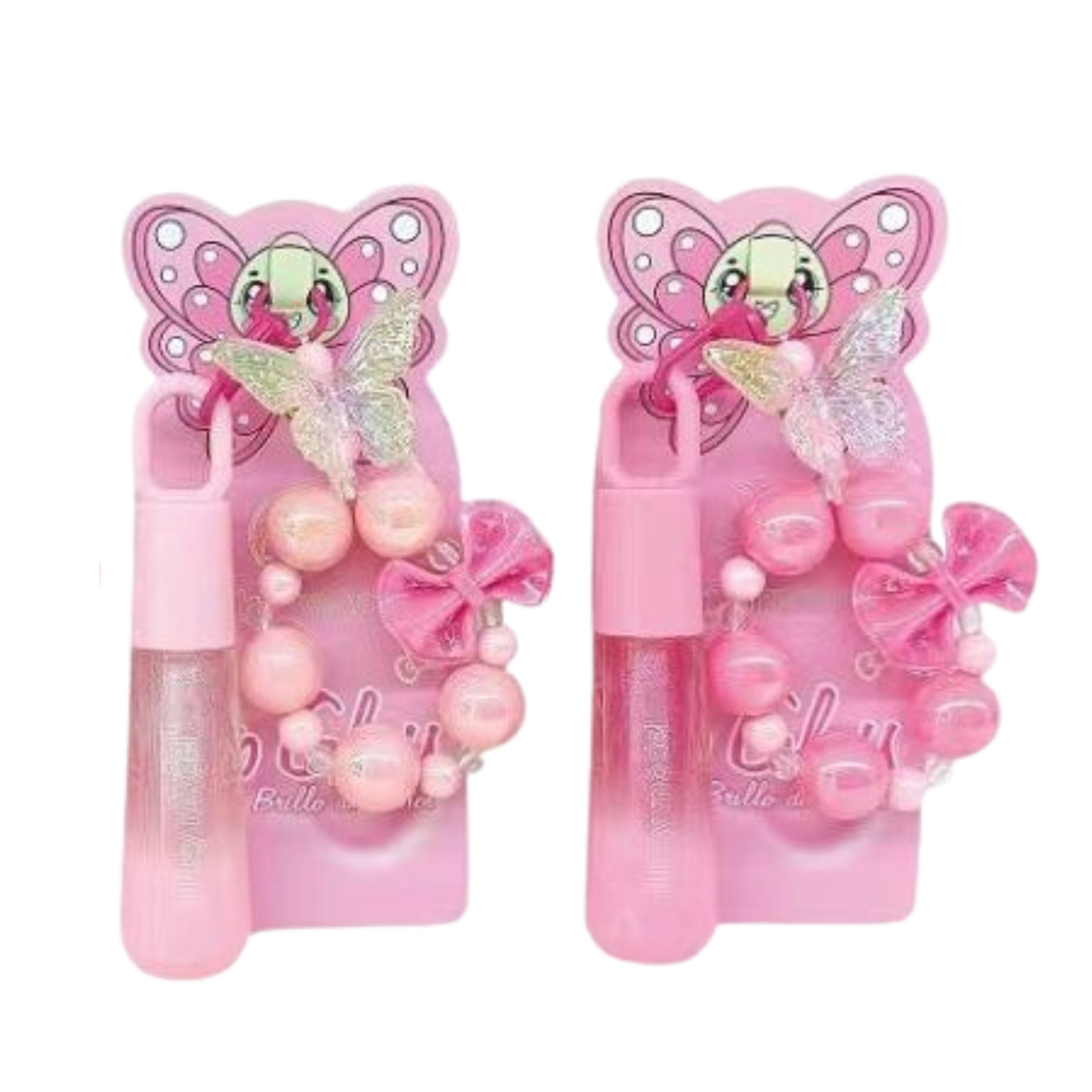 Lucky Model Butterfly Lip Gloss with Keyring Bag Charm