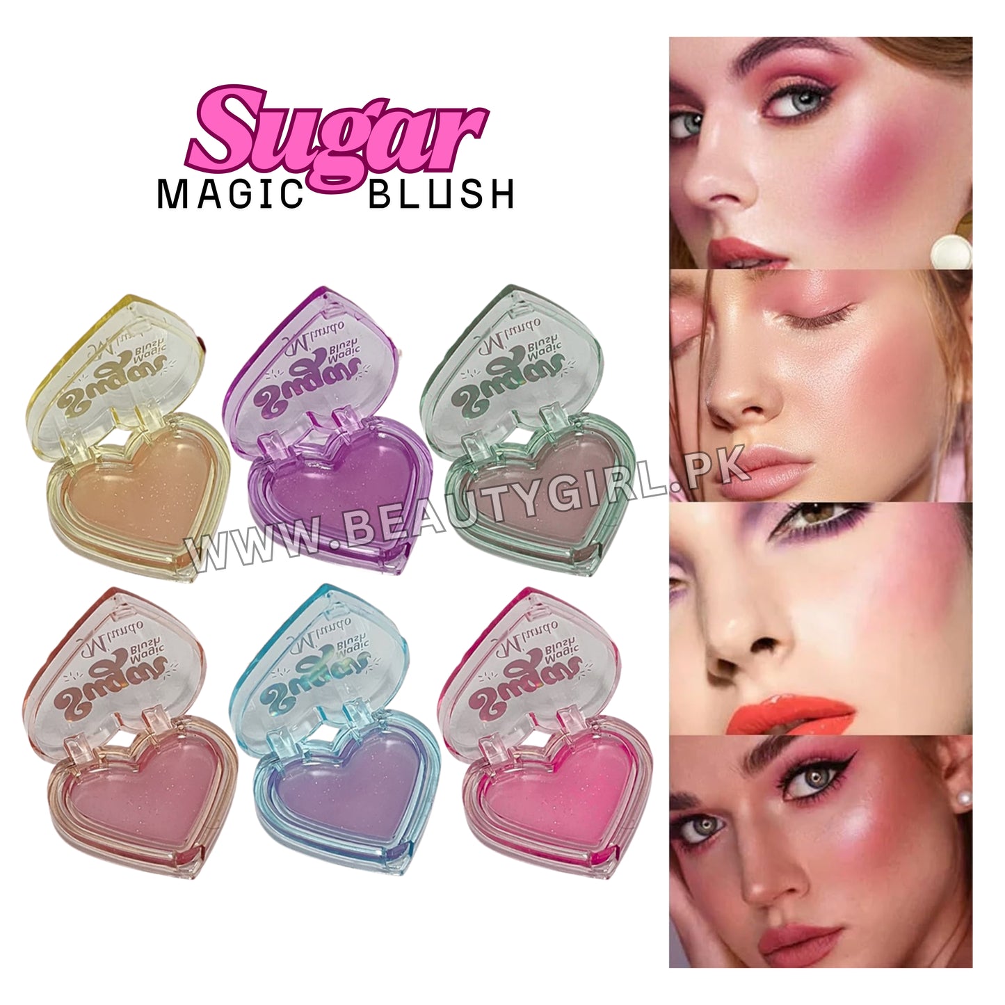 Miundo Heart Sugar Magic Blush Pack of 6