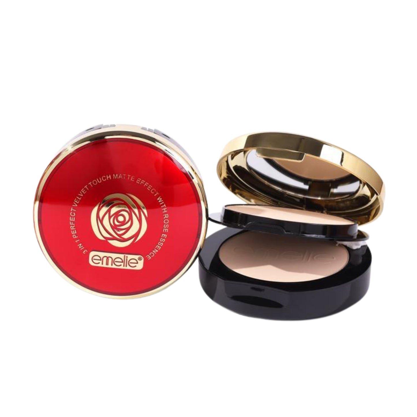 Emelie 3in1 Perfect Touch Matte Effect With Rose Essence Compact Powder