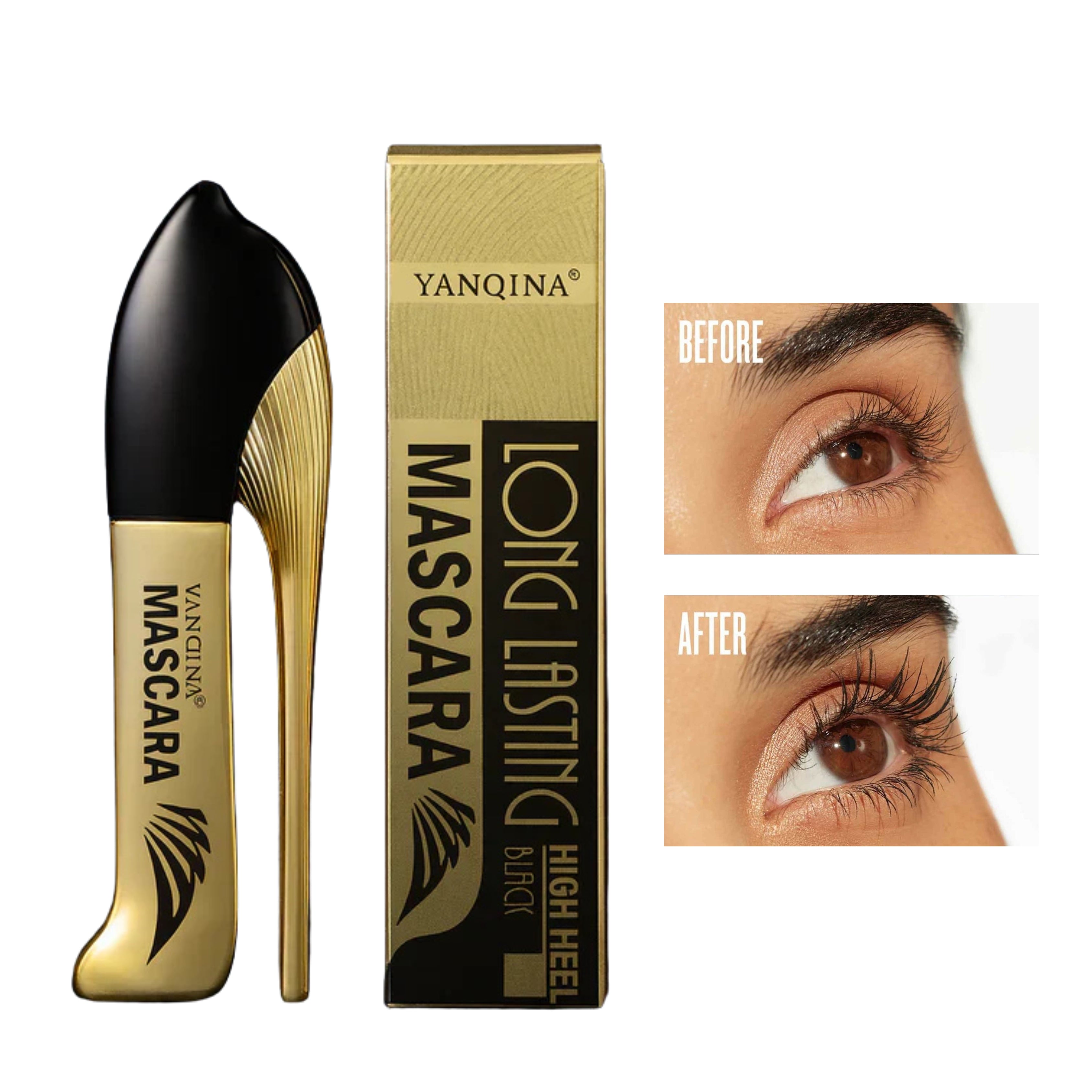 Yanqina High Heel Long Lasting Mascara Jet Black Volume & Curl