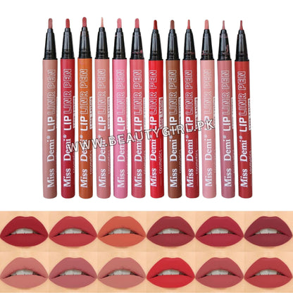 Miss Demi Long Lasting Lip Liner Pen Pack of 12