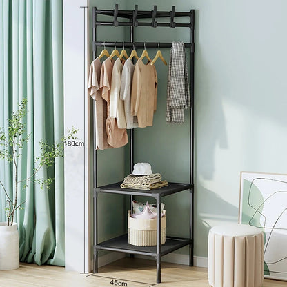 Multifunctional Space Efficient Wardrobe Corner Storage Rack Shelves Shoe Storage Clothes Hanging Organizer 0869