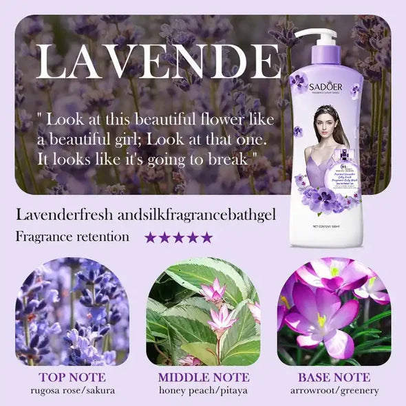 Sadoer Lavender Silky Freshen Fragrance Luxury Body Wash 500ml