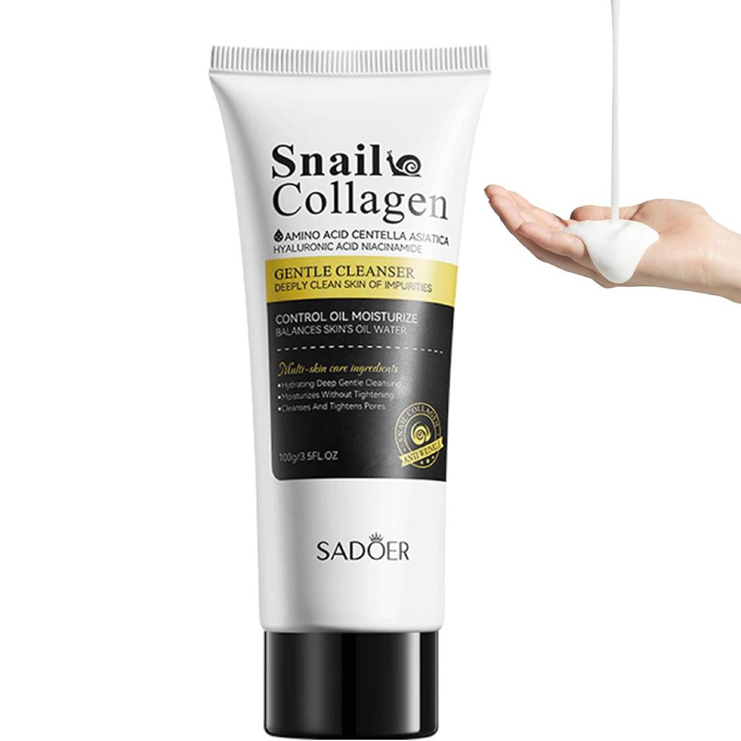 Sadoer Snail Collagen Snail Mucin Cleanser Repairing and Daily Deep Cleansing for Dry & Sensitive Skin Face Wash