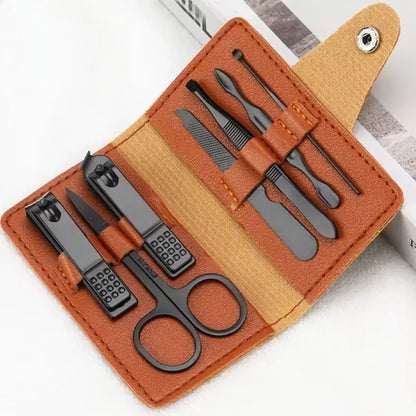 Stainless Steel 7in1 Nail Cutter Set High Quality Manicure Set Nail Self Grooming Kit With Leather Pouch