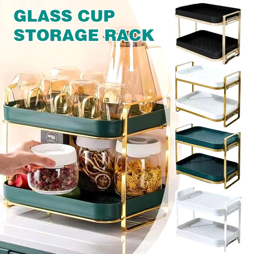 Double Layer Corner Storage Rack Water Cup Teacup Set