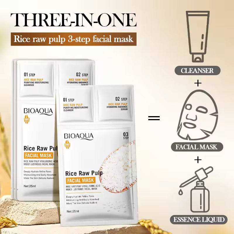 Bioaqua 3 Step Rice Raw Pulp Facial Mask