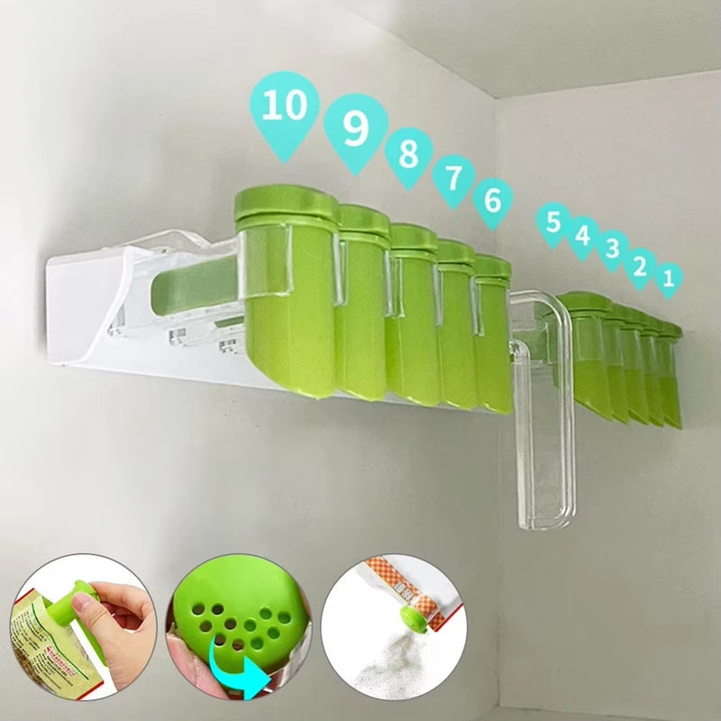 Wall-Mounted Spice Bag Holder Set 10clips Without Pouch