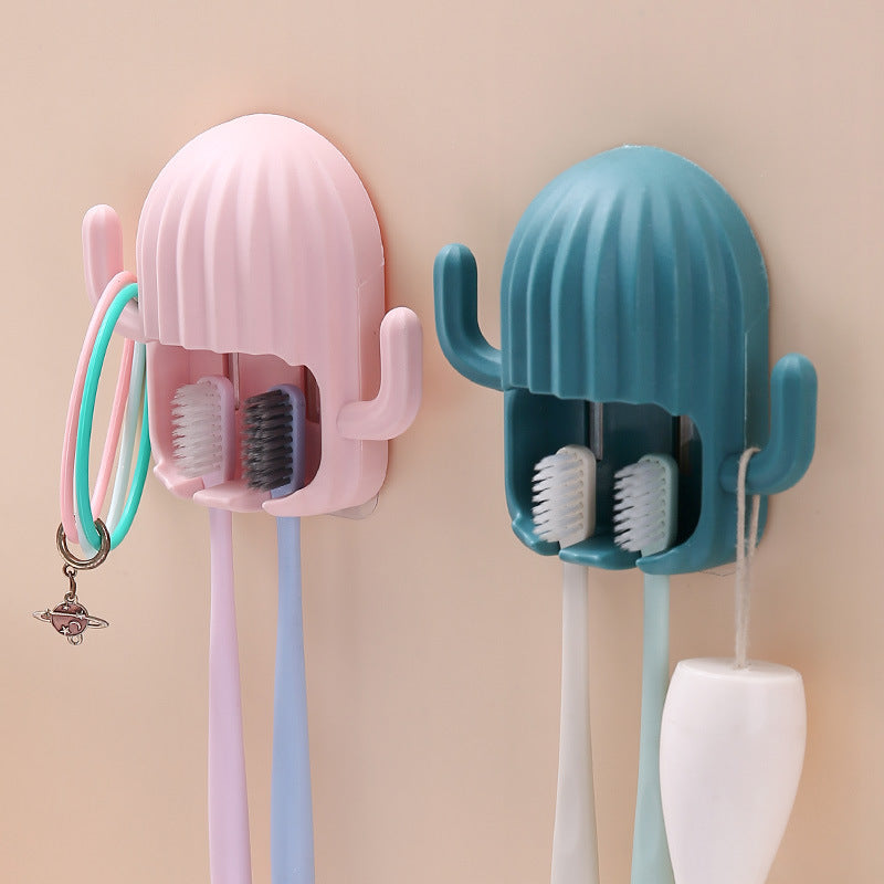 Cute Cactus Wall Mounted Toothbrush Holder