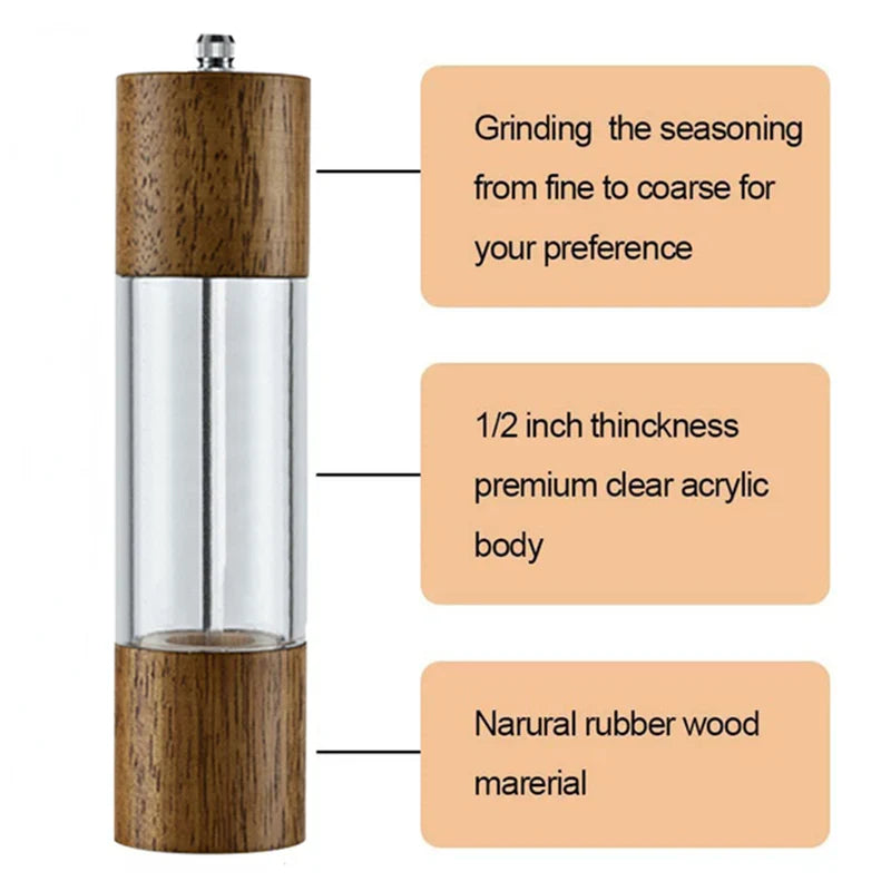 Wooden Salt and Pepper Grinder Crusher Shaker Wood And Acrylic Material