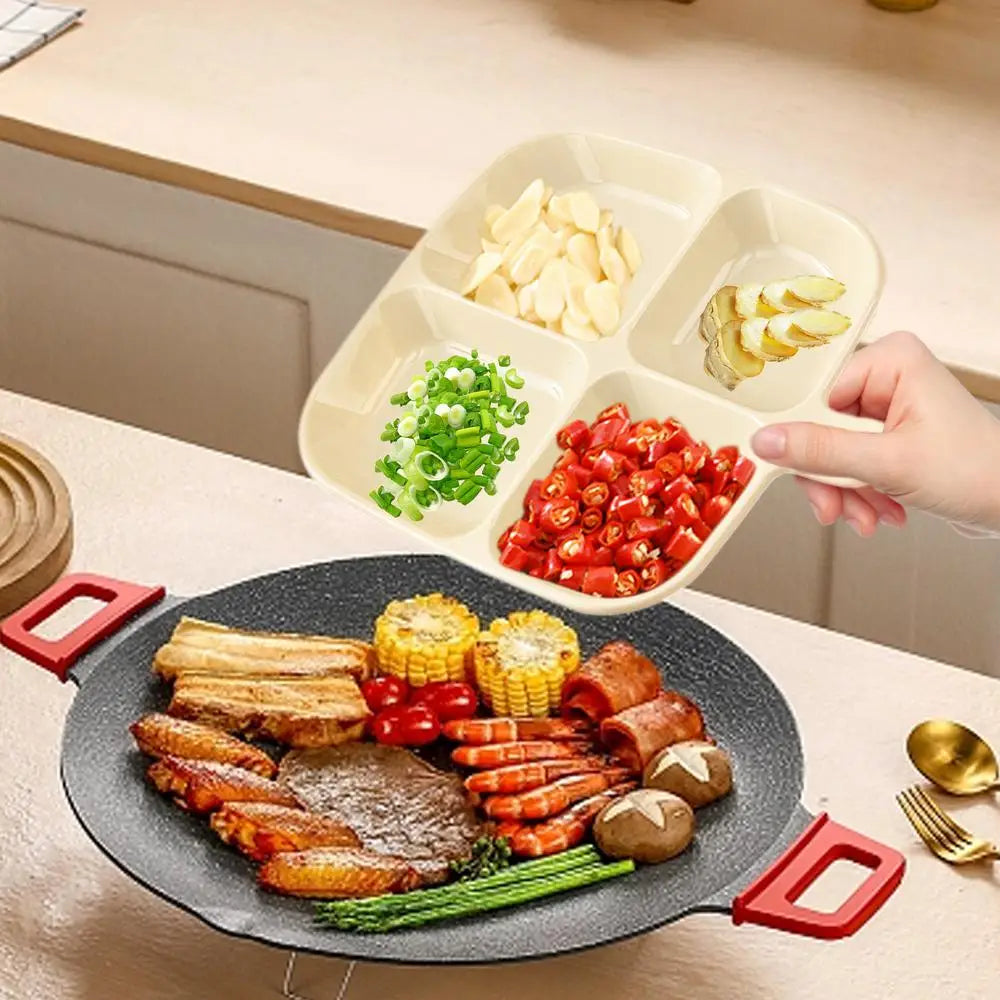 Multifunctional 4 Portion Divided Plate Serving Tray