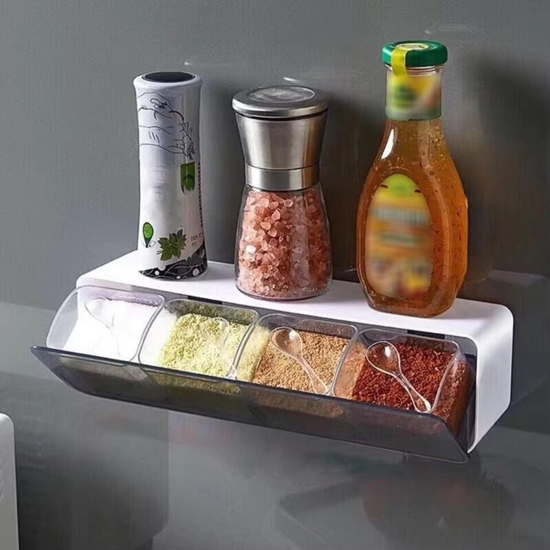 Wall-Mounted Salt Pepper Box Spice Jar Seasoning Box With Lid