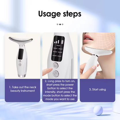 Face And Neck Beauty Device With 7 Colors Of LED Lighting, Vibration Massage, Neck Line Improvement, Double Chin Reduction, Neck Lifting Massager