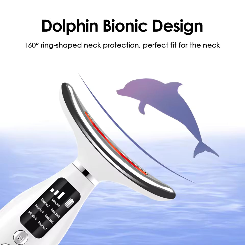 Face And Neck Beauty Device With 7 Colors Of LED Lighting, Vibration Massage, Neck Line Improvement, Double Chin Reduction, Neck Lifting Massager