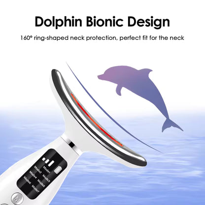 Face And Neck Beauty Device With 7 Colors Of LED Lighting, Vibration Massage, Neck Line Improvement, Double Chin Reduction, Neck Lifting Massager