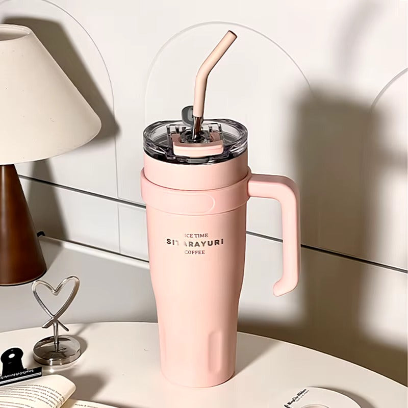 Nice Time Sitarayuri Coffee Stainless Steel Vacuum Insulated Tumbler With Lid Straw And Handle