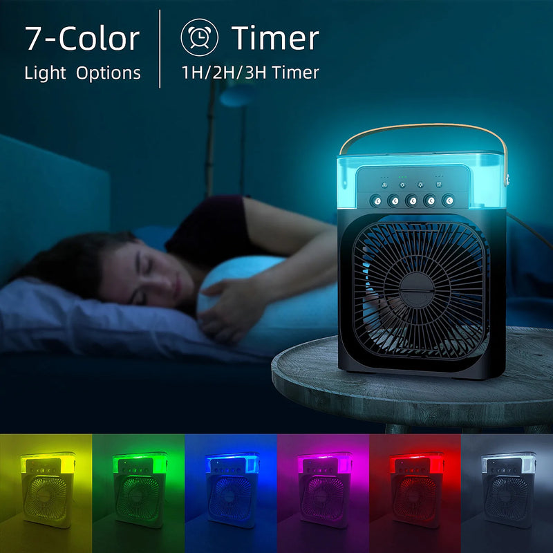 Portable Mini Electric Fan Air Conditioner Humidifier With LED Night Light Water Mist Fans