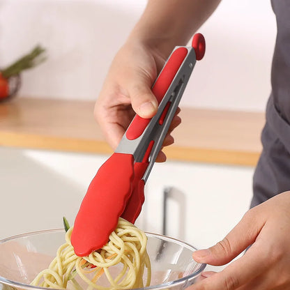 Stainless Steel With Silicone Food BBQ Grill Steak Clip Tong