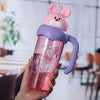 Cartoon Animals Panda Bear Rabbit Tumbler With Handle Kids Water Bottle With Straw Tritan Bpa Free Large Capacity 750ml