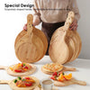 Round Shape Bamboo Pizza Plate Wooden With Long Handle