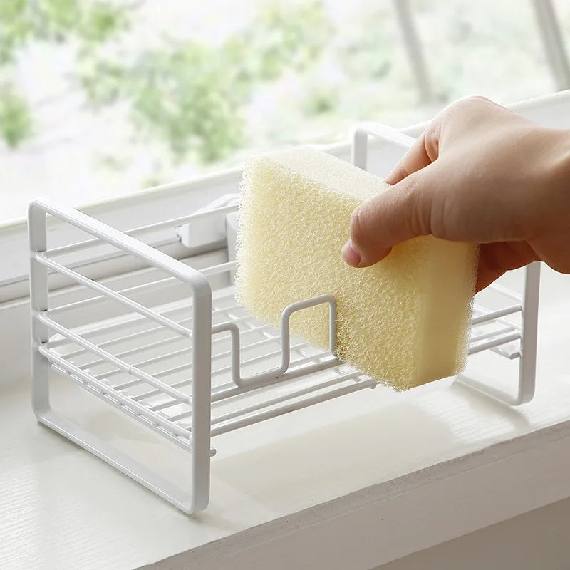 Multifunctional Kitchen Sponge Soap Scrubbers Holder Organizer Iron Material