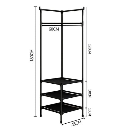 Multifunctional Space Efficient Wardrobe Corner Storage Rack Shelves Shoe Storage Clothes Hanging Organizer 0869