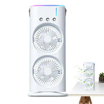 Portable Evaporative Mist Air Cooler Spray Water Mist Double Fan Humidifier Fan With LED