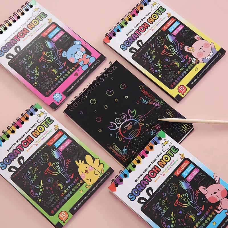 Multicolor Rainbow Kids Magic Drawing Paper Scratch Sketch Notebook